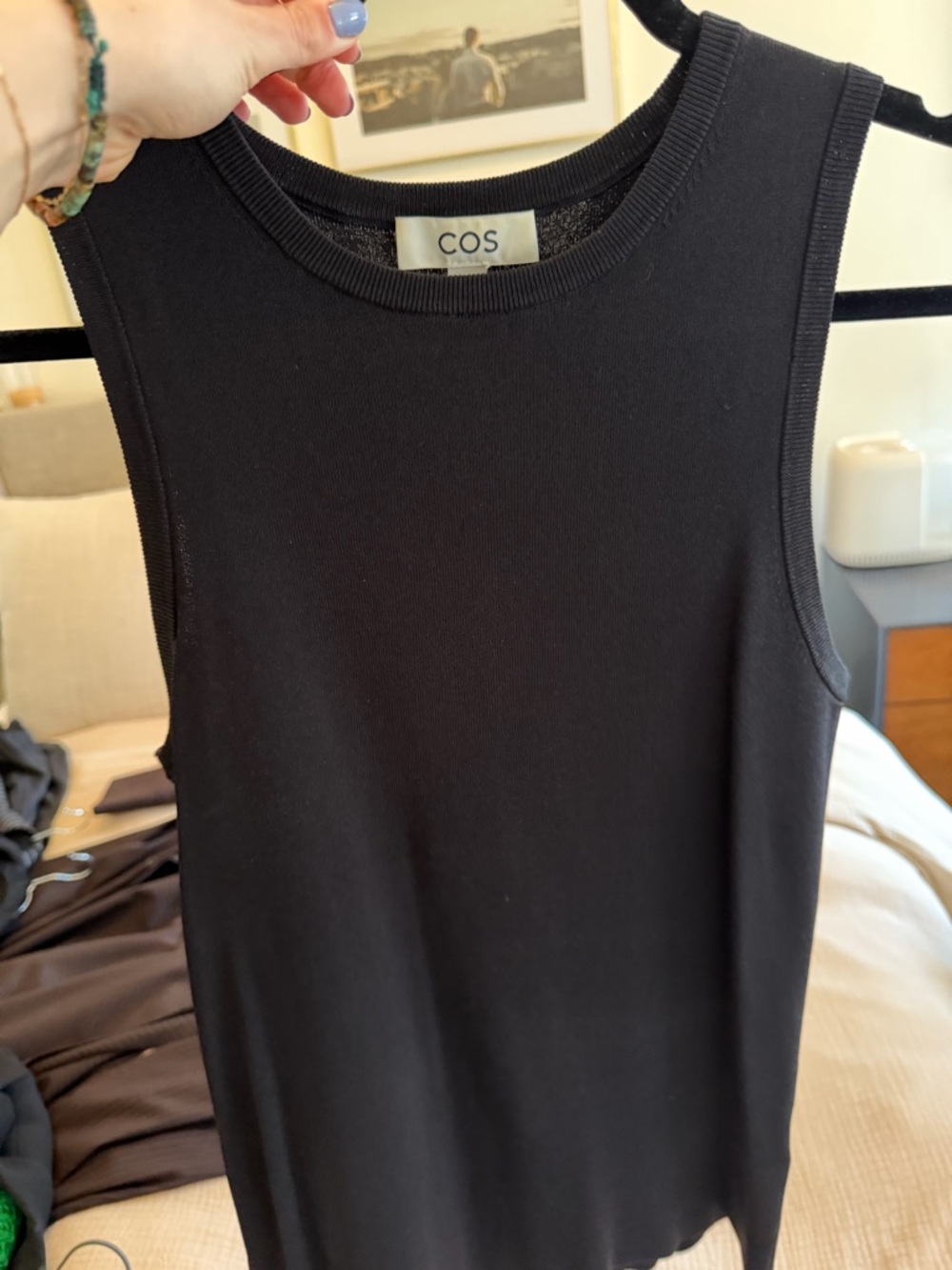 COS Black Ribbed Crewneck Tank